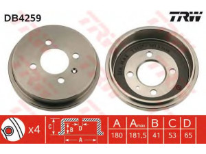 TRW DB4259 stabdžių būgnas 
 Stabdžių sistema -> Būgninis stabdys -> Stabdžių būgnas
6X0609617, L1GD501615A