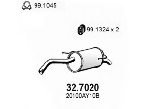 ASSO 32.7020 galinis duslintuvas 
 Išmetimo sistema -> Duslintuvas
20100AY10A, 20100AY10B