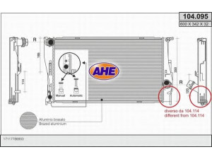 AHE 104.095 radiatorius, variklio aušinimas 
 Aušinimo sistema -> Radiatorius/alyvos aušintuvas -> Radiatorius/dalys
17117788903