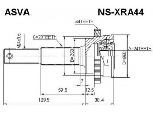 ASVA NS-XRA44 jungčių komplektas, kardaninis velenas 
 Ratų pavara -> Sujungimai/komplektas