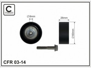 CAFFARO 03-14 kreipiantysis skriemulys, V formos rumbuotas diržas 
 Diržinė pavara -> V formos rumbuotas diržas/komplektas -> Laisvasis/kreipiamasis skriemulys
5751.47, 5751.91, 575147, 575184