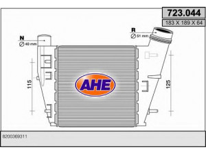 AHE 723.044 tarpinis suslėgto oro aušintuvas, kompresorius 
 Variklis -> Oro tiekimas -> Įkrovos agregatas (turbo/superįkrova) -> Tarpinis suslėgto oro aušintuvas
8200369311