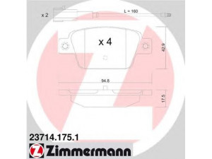 ZIMMERMANN 23714.175.1 stabdžių trinkelių rinkinys, diskinis stabdys 
 Techninės priežiūros dalys -> Papildomas remontas
77365809