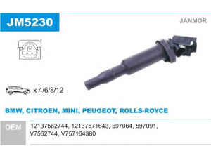 JANMOR JM5230 ritė, uždegimas 
 Kibirkšties / kaitinamasis uždegimas -> Uždegimo ritė
12137562744, 12137571643, 597064