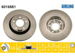 GIRLING 6016881 stabdžių diskas 
 Stabdžių sistema -> Diskinis stabdys -> Stabdžių diskas
1329765, 1359020, 1359908, 13599089