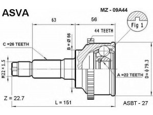 ASVA MZ-09A44 jungčių komplektas, kardaninis velenas 
 Ratų pavara -> Sujungimai/komplektas
F024-25-400D, F024-25-600D, 0K202 22 51