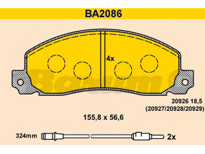 BARUM BA2086 stabdžių trinkelių rinkinys, diskinis stabdys 
 Techninės priežiūros dalys -> Papildomas remontas
44 03 271, 44 03 272, 9111271, 9111272