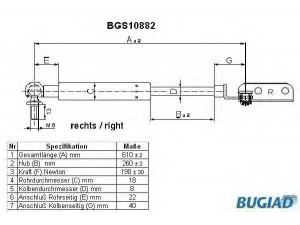 BUGIAD BGS10882 dujinė spyruoklė, bagažinė 
 Priedai -> Bagažinė/pakrovimo skyrius
81800-62831