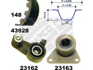 MAPCO 23928 paskirstymo diržo komplektas 
 Techninės priežiūros dalys -> Papildomas remontas
74 38 610 041, 77 01 471 519, 8610041