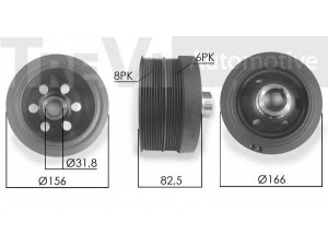 TREVI AUTOMOTIVE PC1240 skriemulys, alkūninis velenas 
 Diržinė pavara -> Dirželio skriemulys
1130300103, 1130350200, A1130300103