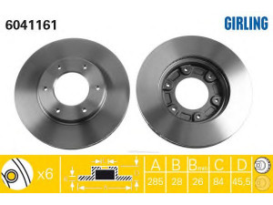 GIRLING 6041161 stabdžių diskas 
 Stabdžių sistema -> Diskinis stabdys -> Stabdžių diskas
4351226140, 4351226160, 3016054
