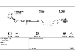 FENNO VW722 išmetimo sistema 
 Išmetimo sistema -> Išmetimo sistema, visa