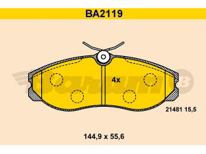 BARUM BA2119 stabdžių trinkelių rinkinys, diskinis stabdys 
 Techninės priežiūros dalys -> Papildomas remontas
1954460, 1956495, 1957042, 41060-2X825