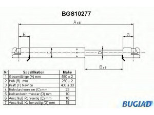 BUGIAD BGS10277 dujinė spyruoklė, bagažinė 
 Priedai -> Bagažinė/pakrovimo skyrius
8731 65, 873169, 97 531 008, 97 531 009