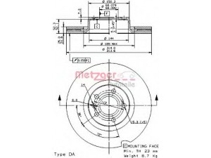 METZGER 24931 V stabdžių diskas 
 Stabdžių sistema -> Diskinis stabdys -> Stabdžių diskas
4F0 615 301D