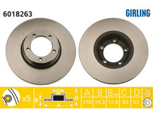 GIRLING 6018263 stabdžių diskas 
 Stabdžių sistema -> Diskinis stabdys -> Stabdžių diskas
KAM2108, NAM2107, 5518477, KAM2107