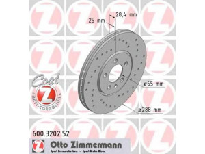 ZIMMERMANN 600.3202.52 stabdžių diskas 
 Dviratė transporto priemonės -> Stabdžių sistema -> Stabdžių diskai / priedai
3A0 615 301, 3A0 615 301 A