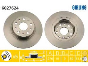 GIRLING 6027624 stabdžių diskas 
 Dviratė transporto priemonės -> Stabdžių sistema -> Stabdžių diskai / priedai
60814646, 60874646, 82488240, 0000060814646