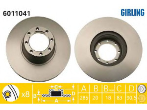 GIRLING 6011041 stabdžių diskas 
 Stabdžių sistema -> Diskinis stabdys -> Stabdžių diskas
5416277, 5416277