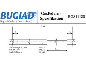 BUGIAD BGS11180 dujinė spyruoklė, bagažinė 
 Priedai -> Bagažinė/pakrovimo skyrius
ASR1958