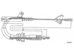 CABOR 10.817 trosas, stovėjimo stabdys 
 Stabdžių sistema -> Valdymo svirtys/trosai
13877873, 3530621, 68193820
