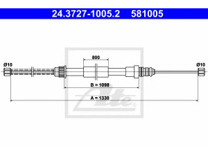 ATE 24.3727-1005.2 trosas, stovėjimo stabdys 
 Stabdžių sistema -> Valdymo svirtys/trosai
77 00 754 882