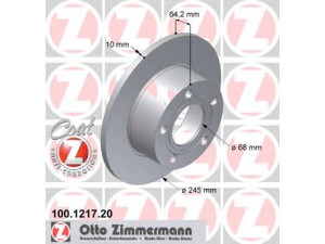 ZIMMERMANN 100.1217.20 stabdžių diskas 
 Dviratė transporto priemonės -> Stabdžių sistema -> Stabdžių diskai / priedai
4A0 615 601 A, 8E0 615 601, JZW 615 601 C