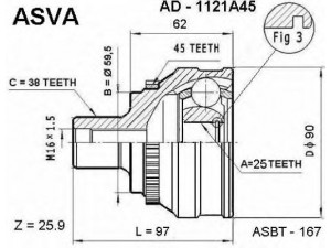 ASVA AD-1121A45 jungčių komplektas, kardaninis velenas 
 Ratų pavara -> Sujungimai/komplektas
443498099BX, 443498099CX