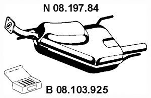 EBERSPÄCHER 08.197.84 galinis duslintuvas 
 Išmetimo sistema -> Duslintuvas
58 52 872, 8 52 416
