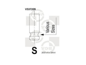 BGA V537209 įleidimo vožtuvas 
 Variklis -> Variklio uždegimo laiko reguliavimo kontrolė -> Vožtuvų eilė -> Vožtuvai/dalys
96254648, 948.83