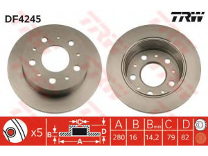 TRW DF4245 stabdžių diskas 
 Stabdžių sistema -> Diskinis stabdys -> Stabdžių diskas
4246Z1, 4249K9, 46833807, 71740117