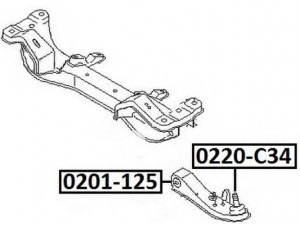 ASVA 0201-125 valdymo svirties/išilginių svirčių įvorė 
 Ašies montavimas/vairavimo mechanizmas/ratai -> Valdymo svirtis/pasukamosios svirties sujungimas -> Montavimas/sutvirtinimas
54500-5L300, 54500-70T00, 54501-5L300