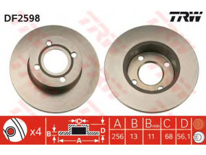 TRW DF2598 stabdžių diskas 
 Stabdžių sistema -> Diskinis stabdys -> Stabdžių diskas
895615301