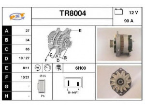 SNRA TR8004 kintamosios srovės generatorius 
 Elektros įranga -> Kint. sr. generatorius/dalys -> Kintamosios srovės generatorius
