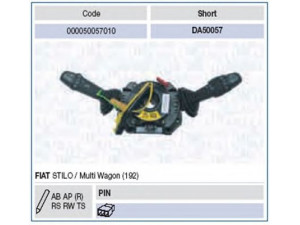 MAGNETI MARELLI 000050057010 vairo kolonėlės jungiklis 
 Vidaus įranga -> Rankinės/kojinės svirties sistema
735314882, 735372970