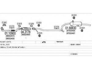 MTS C130004002747 išmetimo sistema 
 Išmetimo sistema -> Išmetimo sistema, visa