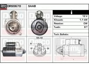 DELCO REMY DRS0670 starteris 
 Elektros įranga -> Starterio sistema -> Starteris
M3T24181, 8319618, 8545873