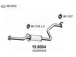ASSO 15.6004 vidurinis duslintuvas 
 Išmetimo sistema -> Duslintuvas
18220SR3307, 18220SR3A21, 18220SR3A22