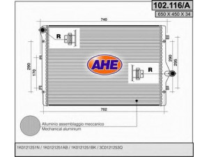 AHE 102.116/A radiatorius, variklio aušinimas 
 Aušinimo sistema -> Radiatorius/alyvos aušintuvas -> Radiatorius/dalys
1K0121251DD