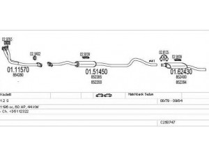 MTS C250747007424 išmetimo sistema 
 Išmetimo sistema -> Išmetimo sistema, visa
