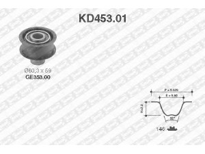 SNR KD453.01 paskirstymo diržo komplektas 
 Techninės priežiūros dalys -> Papildomas remontas
636422, 90264022, 9158004