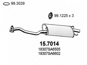 ASSO 15.7014 galinis duslintuvas 
 Išmetimo sistema -> Duslintuvas
18307SA6003, 18307SA6023, 18307SA6505