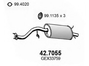 ASSO 42.7055 galinis duslintuvas 
 Išmetimo sistema -> Duslintuvas
GEX33759, GEX33784, WCG000140, WCG103440