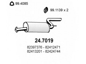ASSO 24.7019 galinis duslintuvas 
 Išmetimo sistema -> Duslintuvas
82397376, 82412471, 82413201, 82424744