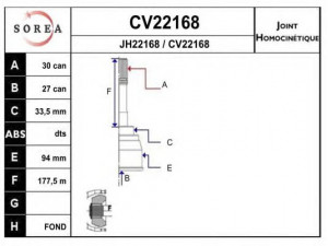 EAI CV22168K jungčių komplektas, kardaninis velenas