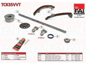 FAI AutoParts TCK35VVT pavaros grandinės komplektas 
 Variklis -> Variklio uždegimo laiko reguliavimo kontrolė -> Sinchronizavimo grandinė/įtempiklis/kreiptuvas -> Pavaros grandinės komplektas
13506-0D020, 13506-22030