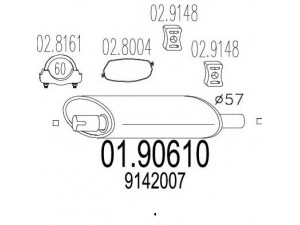 MTS 01.90610 galinis duslintuvas 
 Išmetimo sistema -> Duslintuvas
9142007