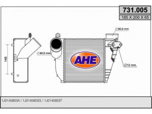 AHE 731.005 tarpinis suslėgto oro aušintuvas, kompresorius 
 Variklis -> Oro tiekimas -> Įkrovos agregatas (turbo/superįkrova) -> Tarpinis suslėgto oro aušintuvas
1J0145803A