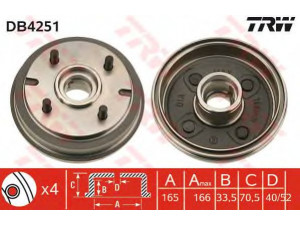 TRW DB4251 stabdžių būgnas 
 Stabdžių sistema -> Būgninis stabdys -> Stabdžių būgnas
4240387217, 4240387217000, 4240387222