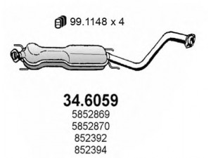 ASSO 34.6059 vidurinis duslintuvas 
 Išmetimo sistema -> Duslintuvas
24422459, 5852119, 5852336, 5852869